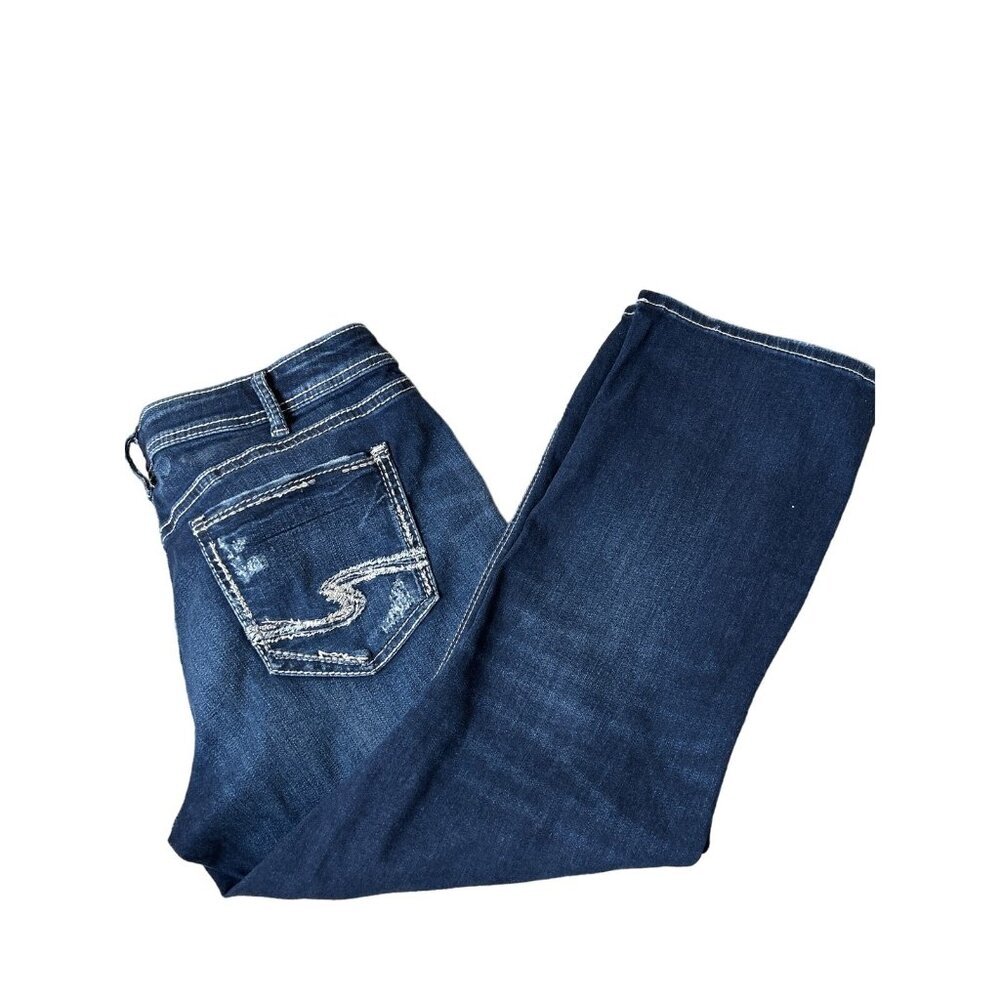 Silver Suki Jeans cropped medium wash with stretch SZ 32 X 22.5 great condition - Picture 2 of 10